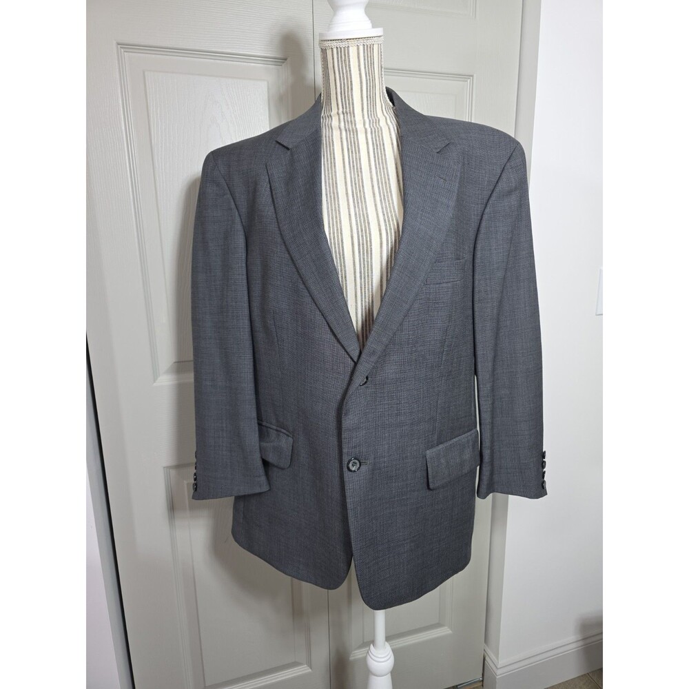 Saville Row 100% Wool Coat 42S Suit Jacket Charcoal 2 Button Front Single Vented